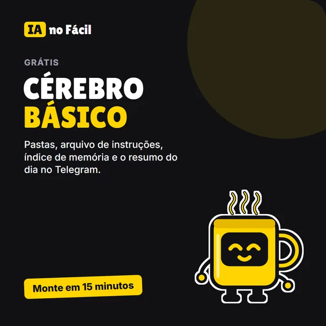 Capa do Cérebro Básico grátis, com o mascote Cafezinho feliz